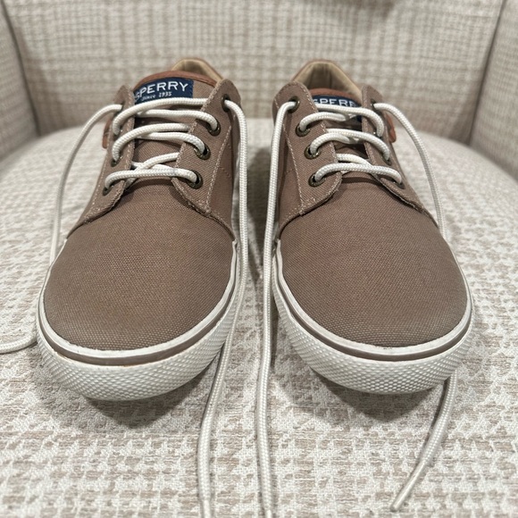 Sperry Boys Brown Canvas Casual Sneakers Size 4.5 - Picture 3 of 9